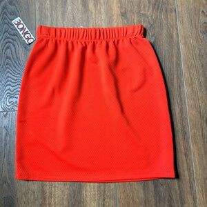 Bongo Bright Orange Textured Knit Mini Skirt - NWT